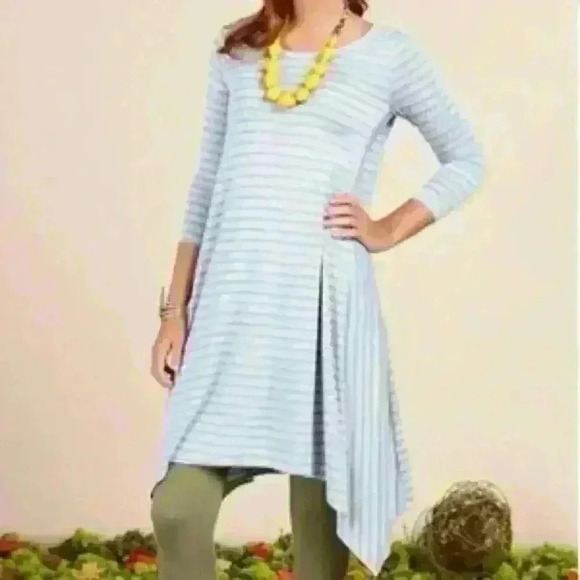 Matilda Jane Tops - Matilda Jane Women's Gray and Blue Striped Long Sleeve Tunic Dress Size S